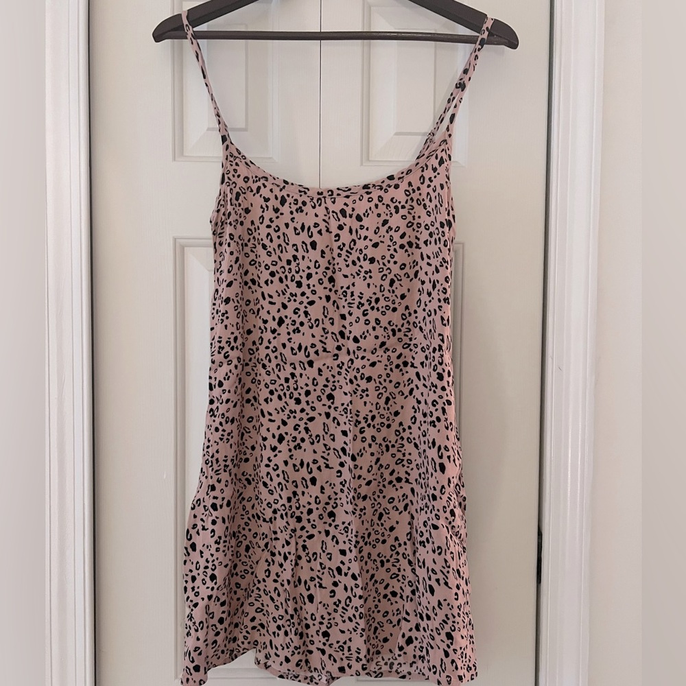 Reformation dusty pink leopard print minidress, size L